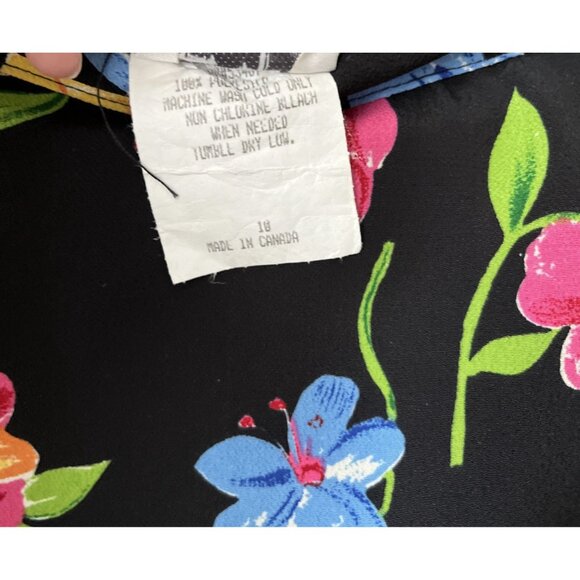 Vtg FT Studio black colorful floral midi a line skirt 90s y2k office 26" waist - Picture 5 of 6